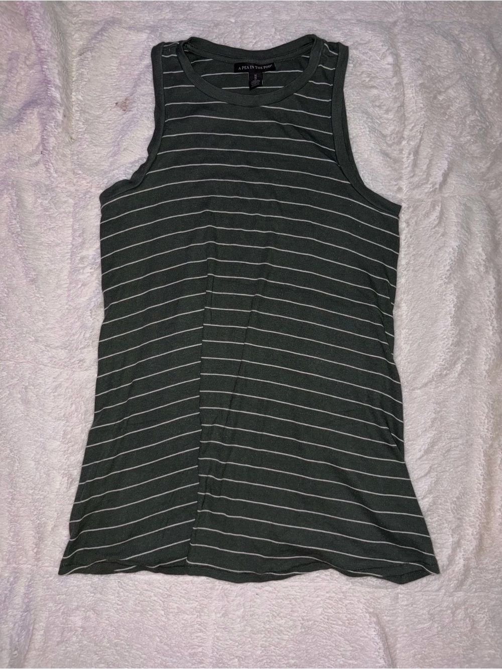 A Pea in the Pod Olive Green and White Striped Maternity Tank